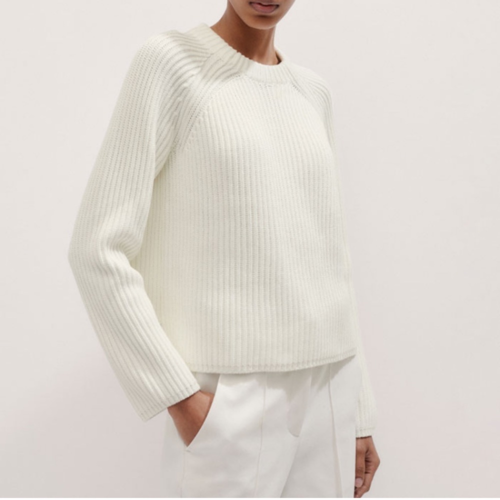 J. Crew Women's Ivory Ribbed Crew Neck Sweater